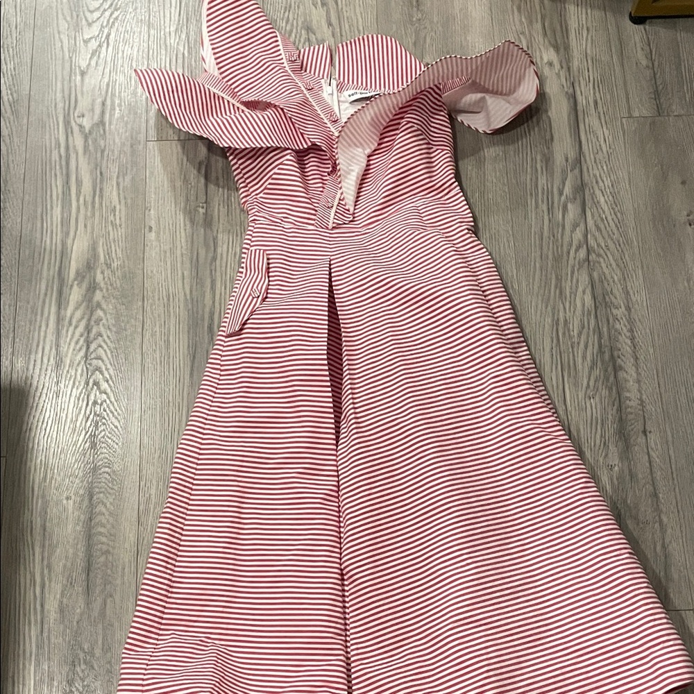Self-Portrait Red and White Striped Maxi Dress